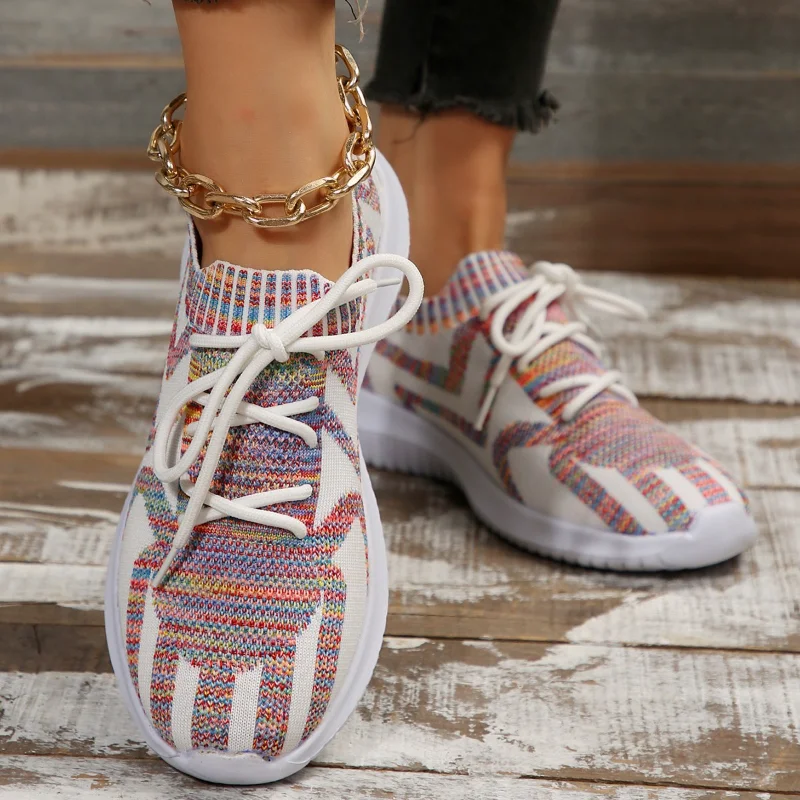 European and American Large Size Casual Shoes for Women 2023 Summer New Mixed Colors Women Shoes Mesh Breathable Sneakers Women