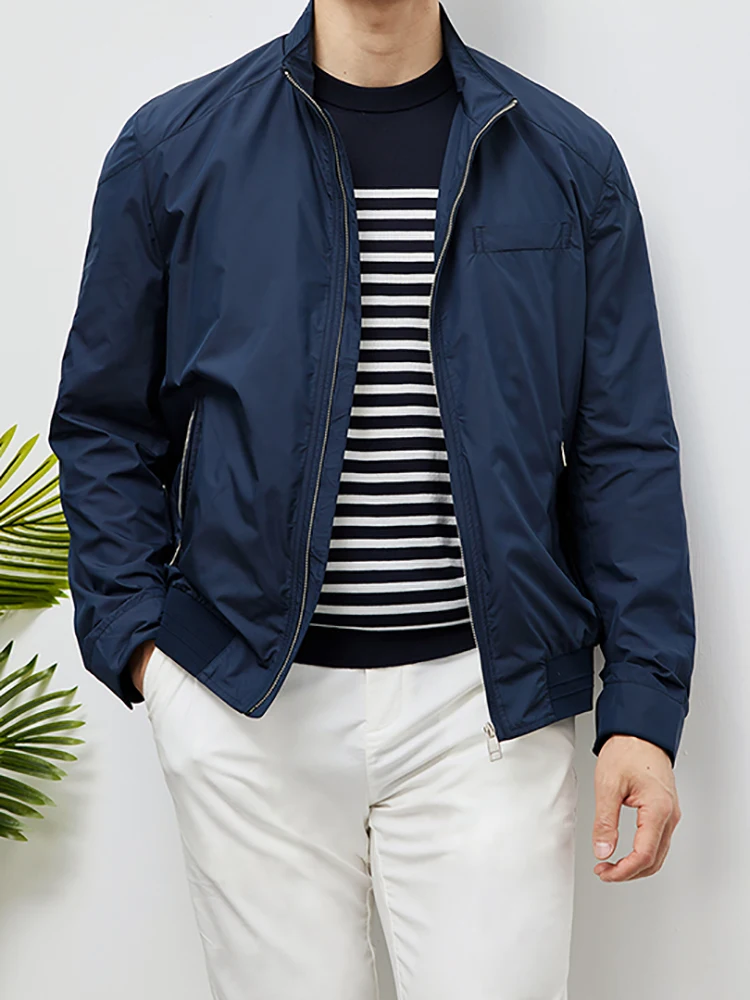 

Spring men's high-end lightweight breathable simple stand-up collar casual windbreaker zipper jacket