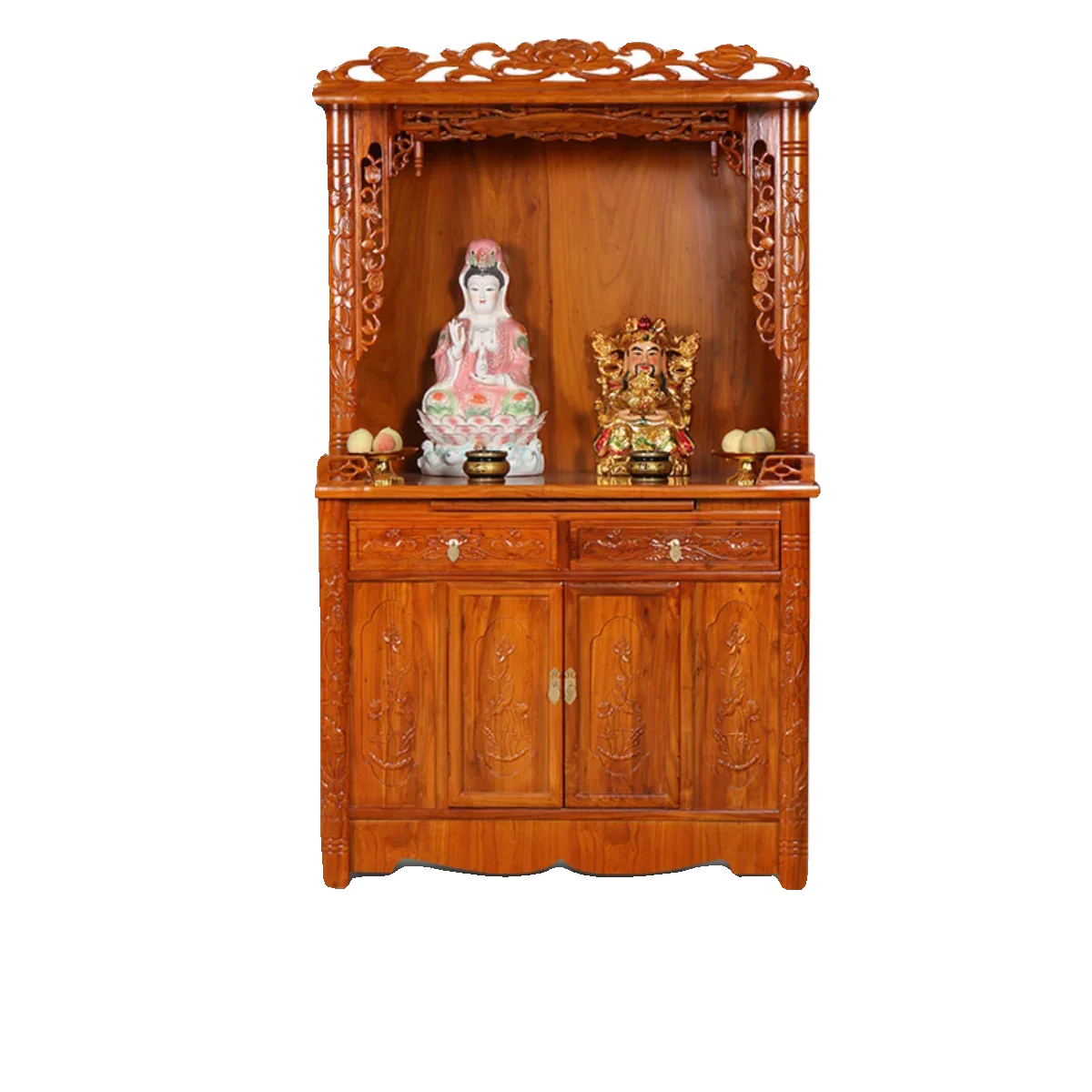 Buddhist niche stand cabinet solid wood with door Guan Gong God of Wealth is dedicated to Guanyin Bodhisattva statue