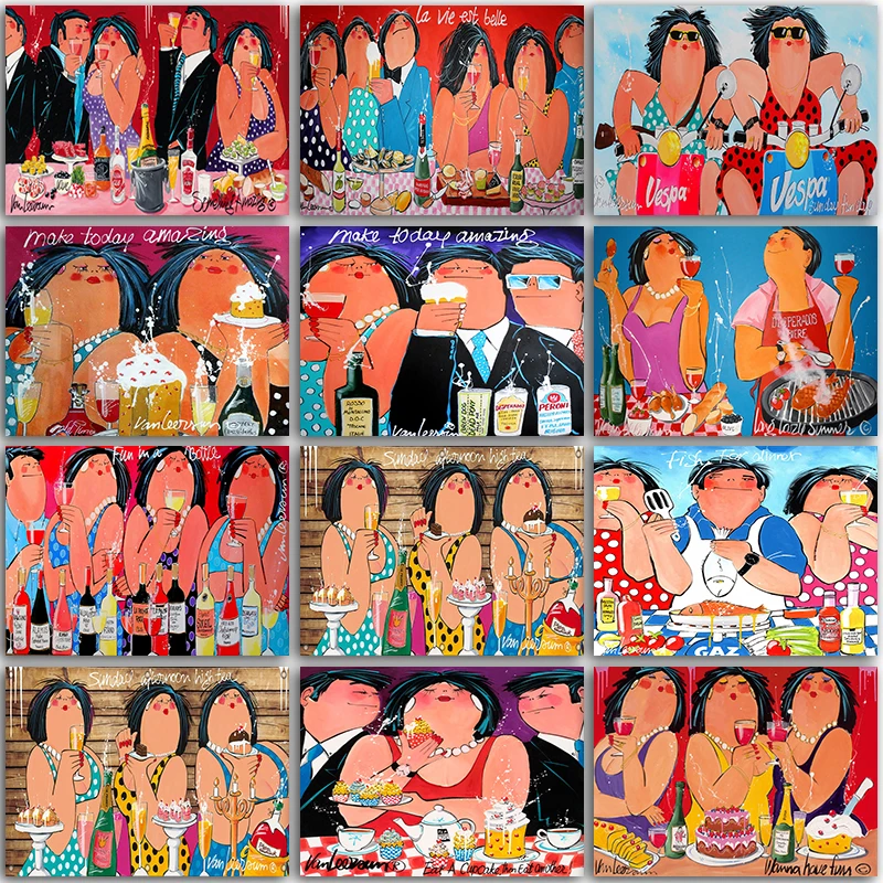 

5D DIY Diamond Painting Cartoon Fat Ladies Sexy girl Couples wine Full Square&Round mosaic embroidery Cross stitch home decor