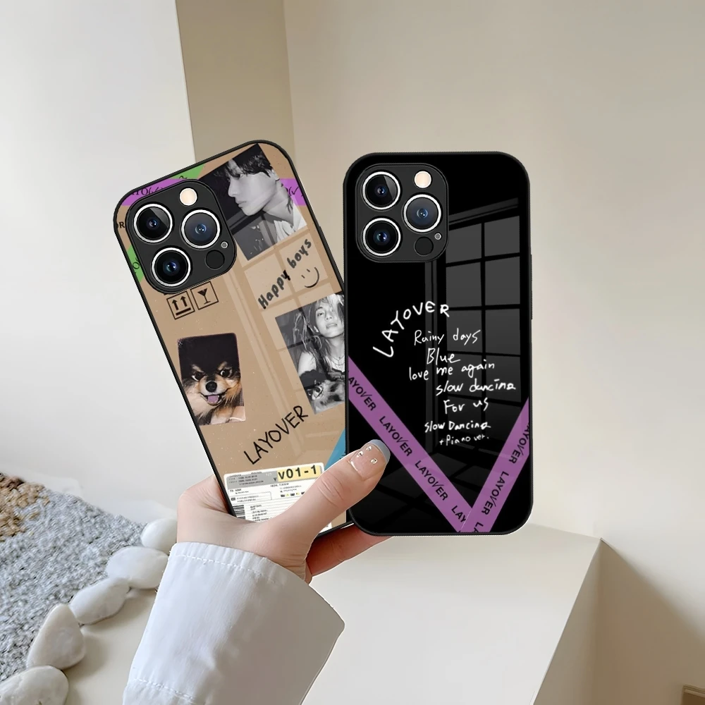 V LAYOVER Tan Phone Case For iPhone 13 15 14 12 11 Pro XS Max Plus Mini X XR 8 7 6s SE2020 Tempered Glass Coque