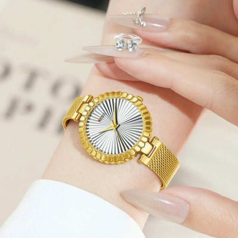 Vintage Women Quartz Watch Waterproof Creative Fan Shaped Small Dial Fashion Ladies Wristwatch Student Mesh Band Reloj Mujer