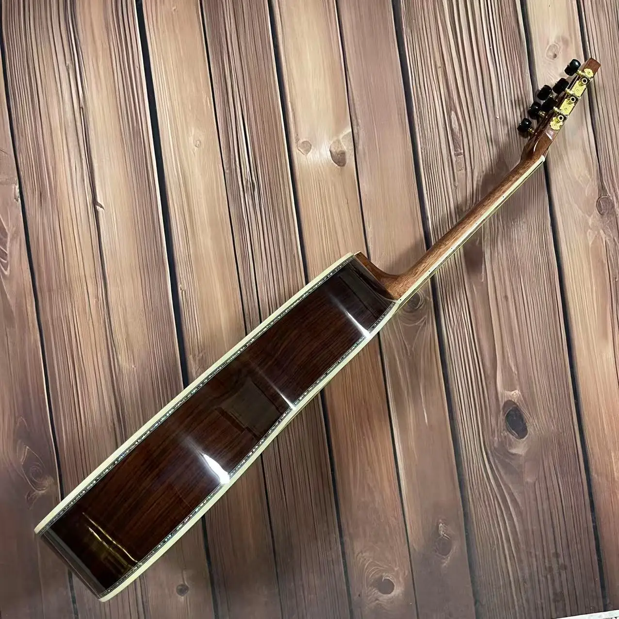 40 بوصة 00045 سلسلة سطح من الخشب الصلب الصنوبر الأحمر الدم مع غلاف أذن البحر الكامل مطعمة باللمعان الصوتي جيتار صوتي #5