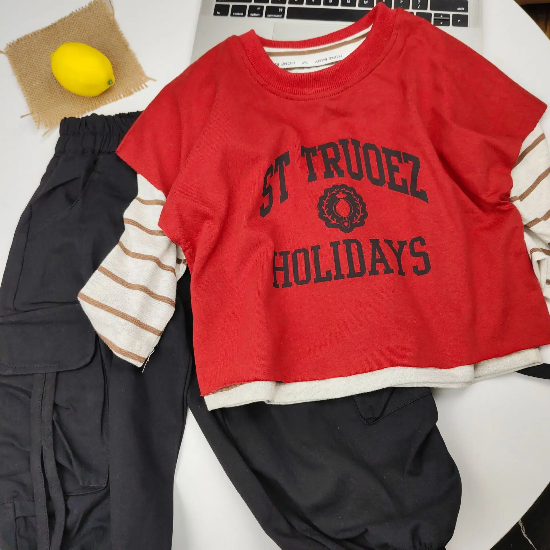 Spring Autumn Boys Clothes Sets Fashion Cotton Kids Knit Vest +Stripes T-Shirt+Pants 3pcs Suits Casual Children's Outfit 2-10Yrs