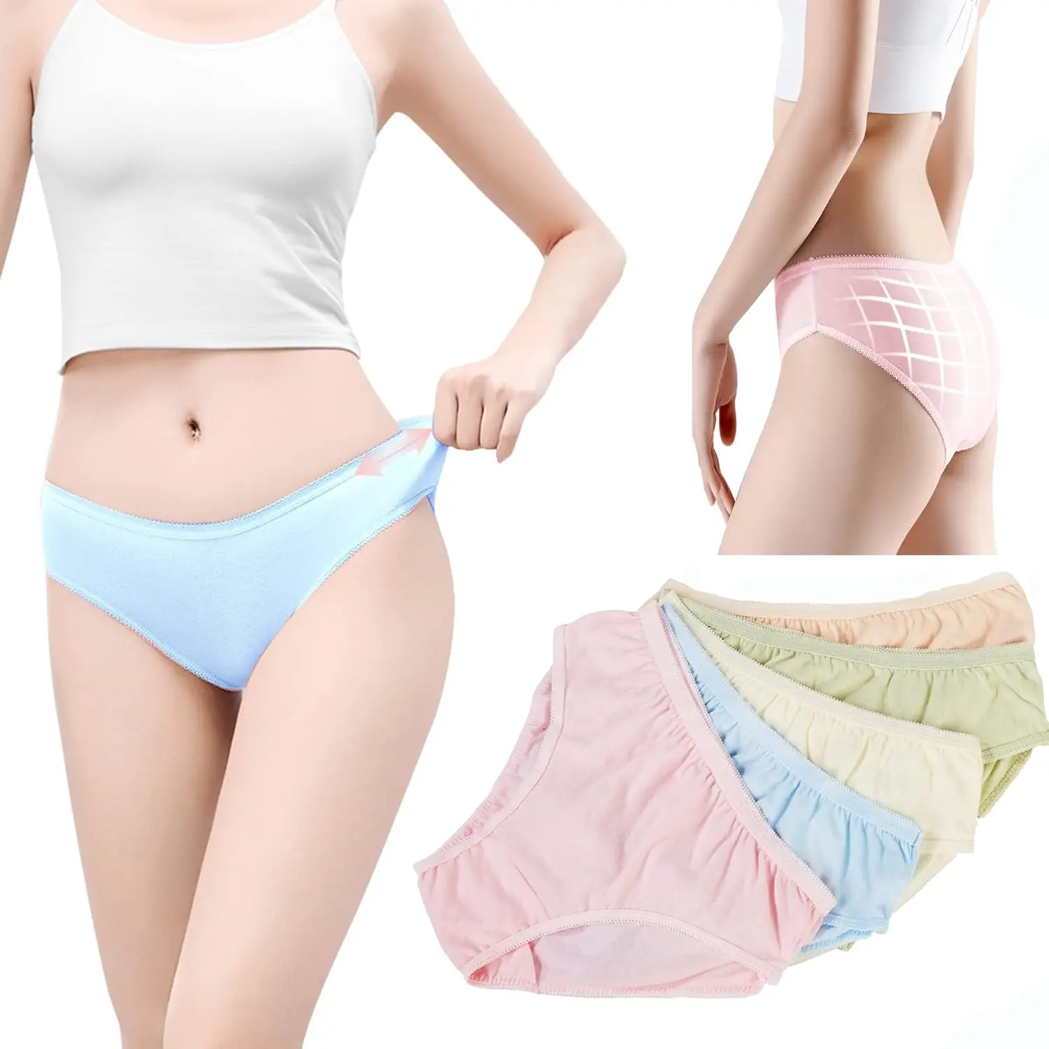 

Women's Disposable Underwear For Travel Colorful Cotton Panties Ladies Briefs Hotel Spa Hospital Stays Emergencies