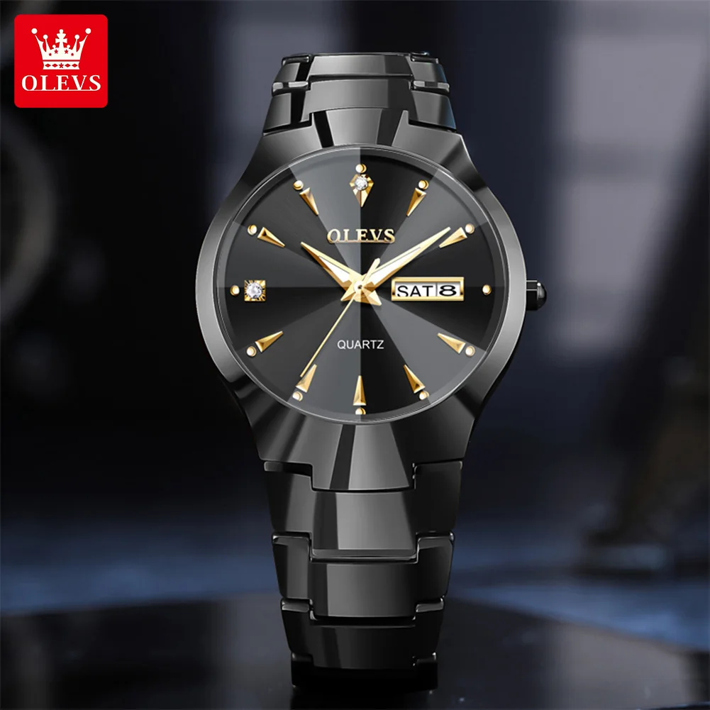 OLEVS 8697 Women Men Multi-functional Watch Nightlight Date 30m Waterproof Luminous Calendar Window Quartz Watch For Men Women