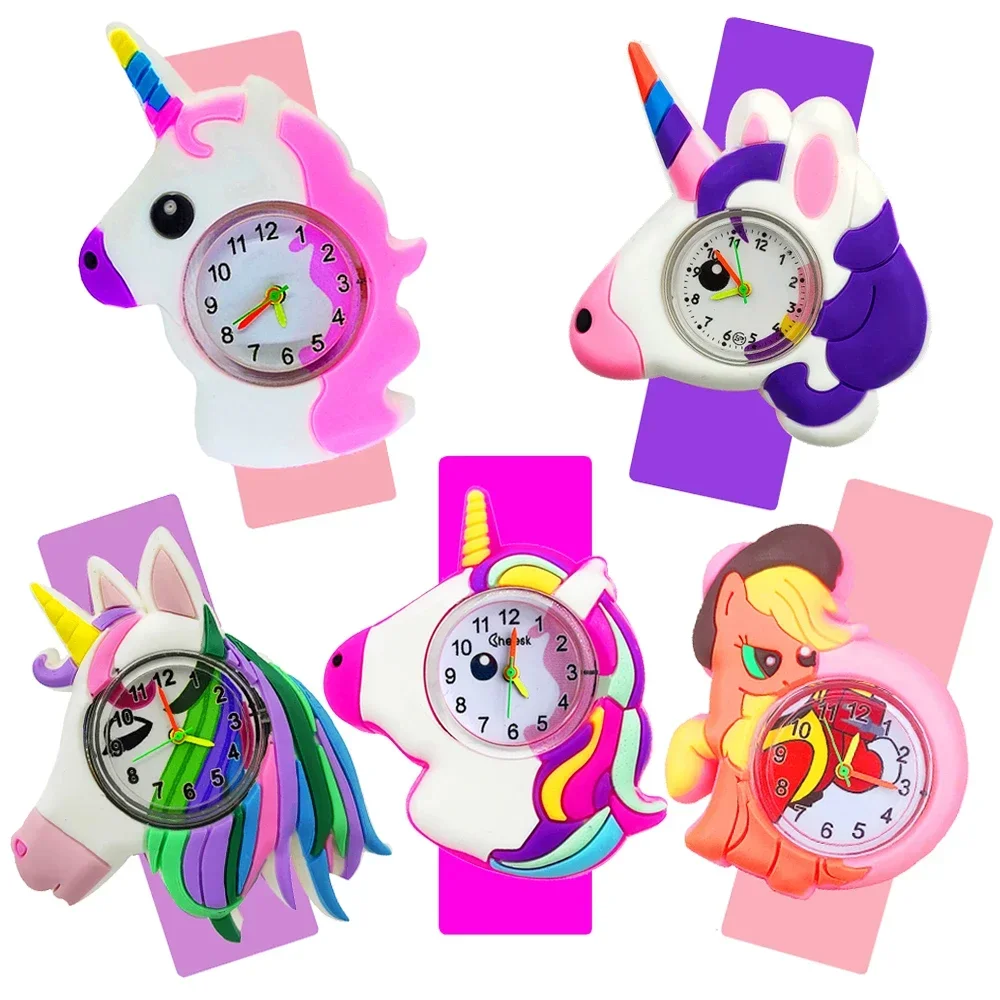 Rainbow Unicorn Watch Children Birthday Party Gifts Baby Toy Bracelet Clock Girls Boys Kids Watches Free Batteries Stickers