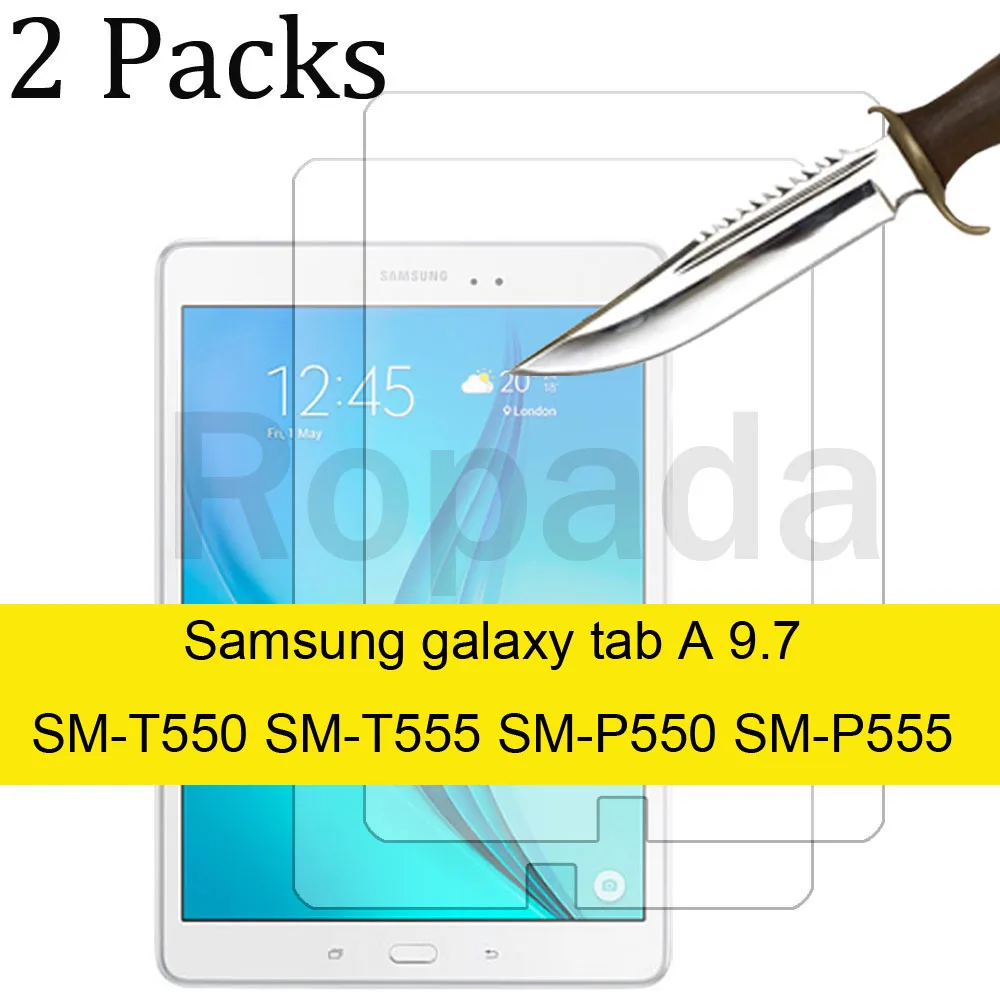 

2PCS Glass For Samsung Galaxy Tab A 9.7 SM-T550 SM-T555 & S Pen SM-P550 SM-P555 Scratch Proof Tempered Glass Screen Protector