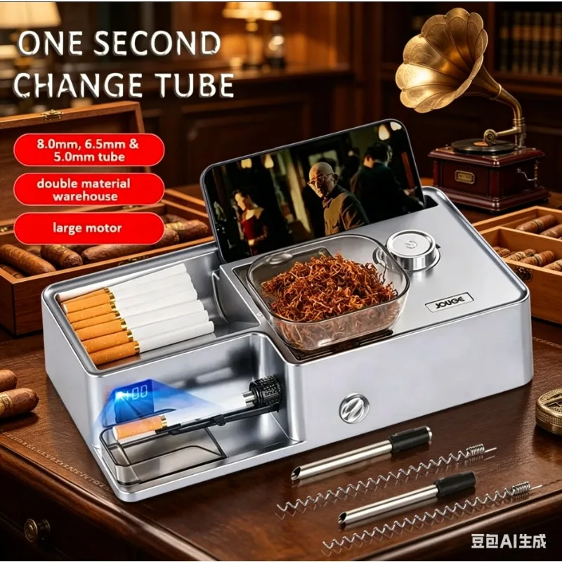 

Новая автоматическая электрическая машинка для набивки сигарет 3-в-1 с умным датчиком, для табачных трубок 5.5/6.5/8 мм, пинцет в комплекте