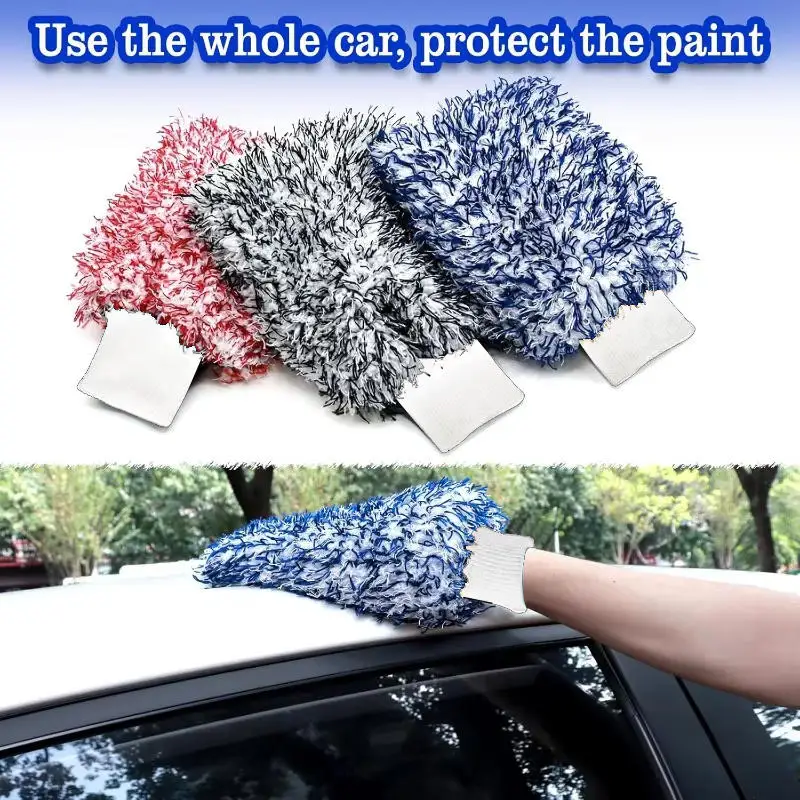 Microfiber Wheel Detailer Wash Thickening Glove Large Portable Car Detailing Pocket Mitt Car Washing Gloves Cleaning Tool