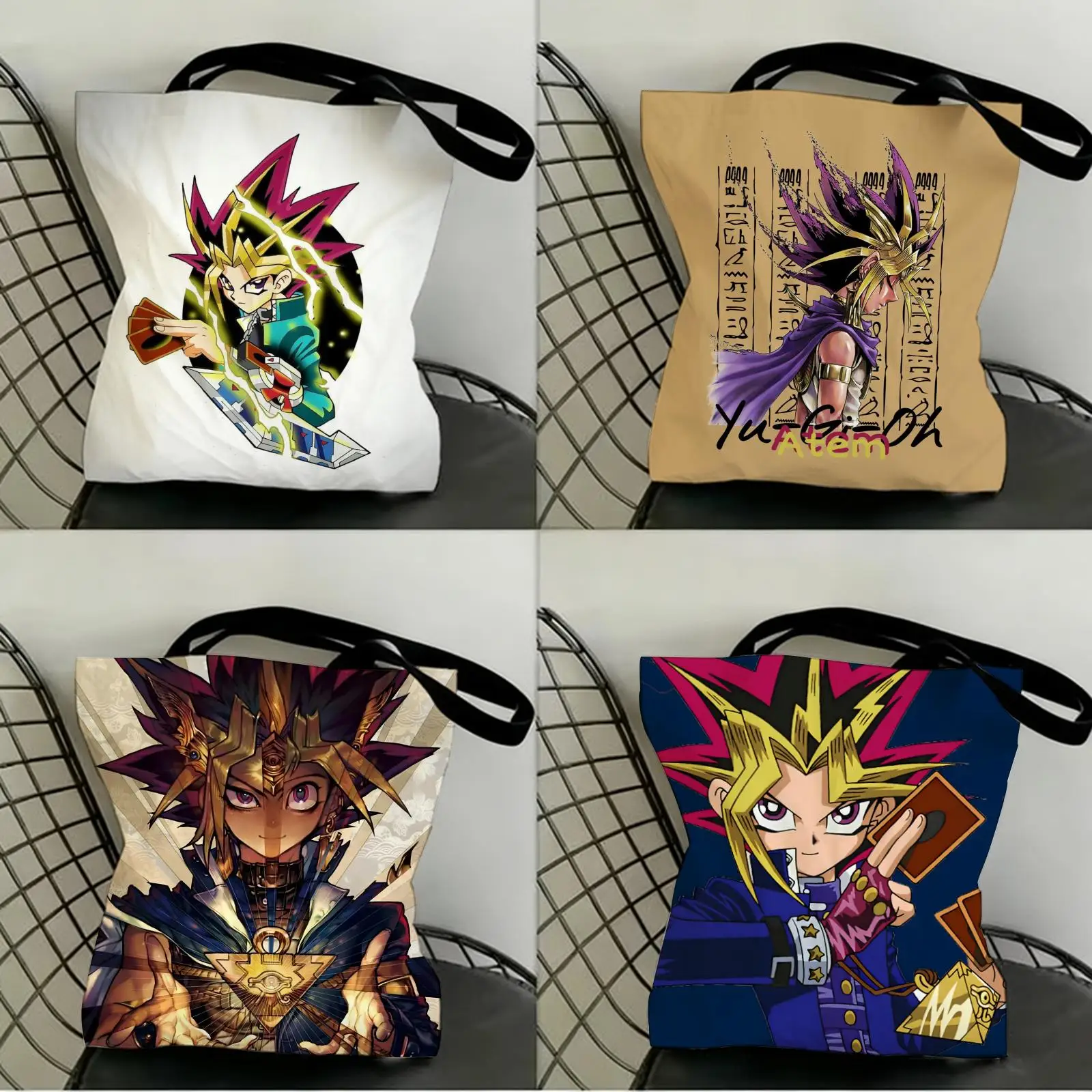 

Y-YuGiOh S-Stickers Storage Bags Canvas Double-Sided Print Fashion Shoulder Tote Shopping Bag Gift Eco Handbags