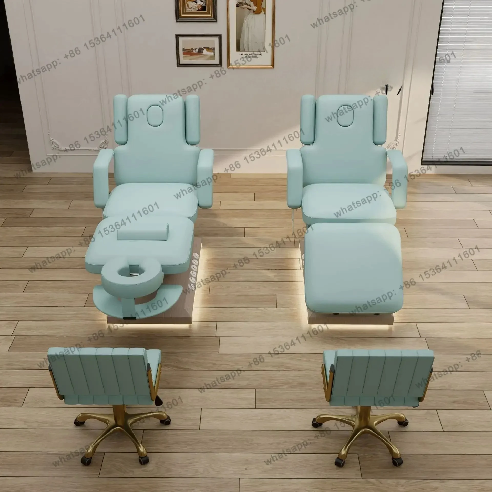CC Electric Beauty Bed With Lamp, Special Body Bed For Beauty Salon, Massage Physiotherapy Pattern Embroidery Bed