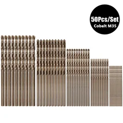 50Pcs Cobalt M35 HSS Metal Drill Bits High Speed Steel Twist Drill Bits Set Tool High Quality Hand Tool 1mm 1.5mm 2mm 2.5mm 3mm