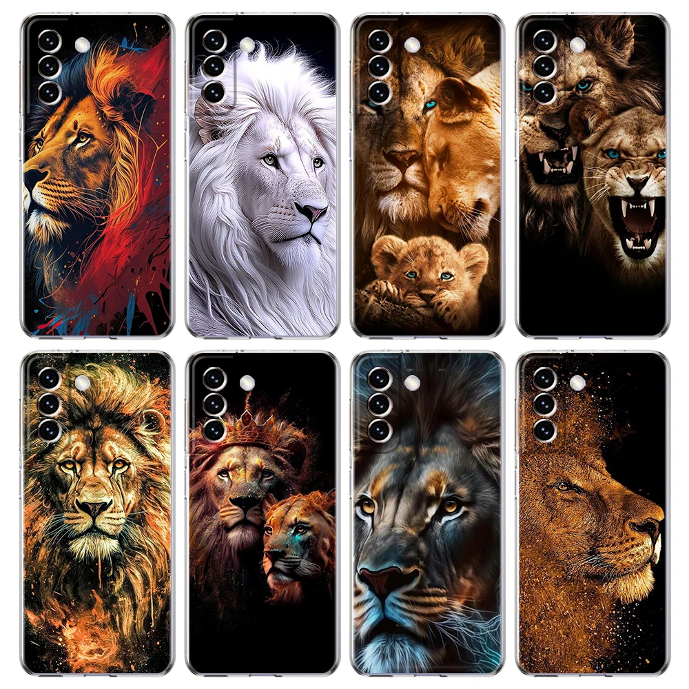 

The Lion Phone Case for Samsung Galaxy S23 S20 FE S22 S21 Ultra M21 M22 M32 S10 S10E S9 S8 Plus 5G Transparent Shell Capas Bags