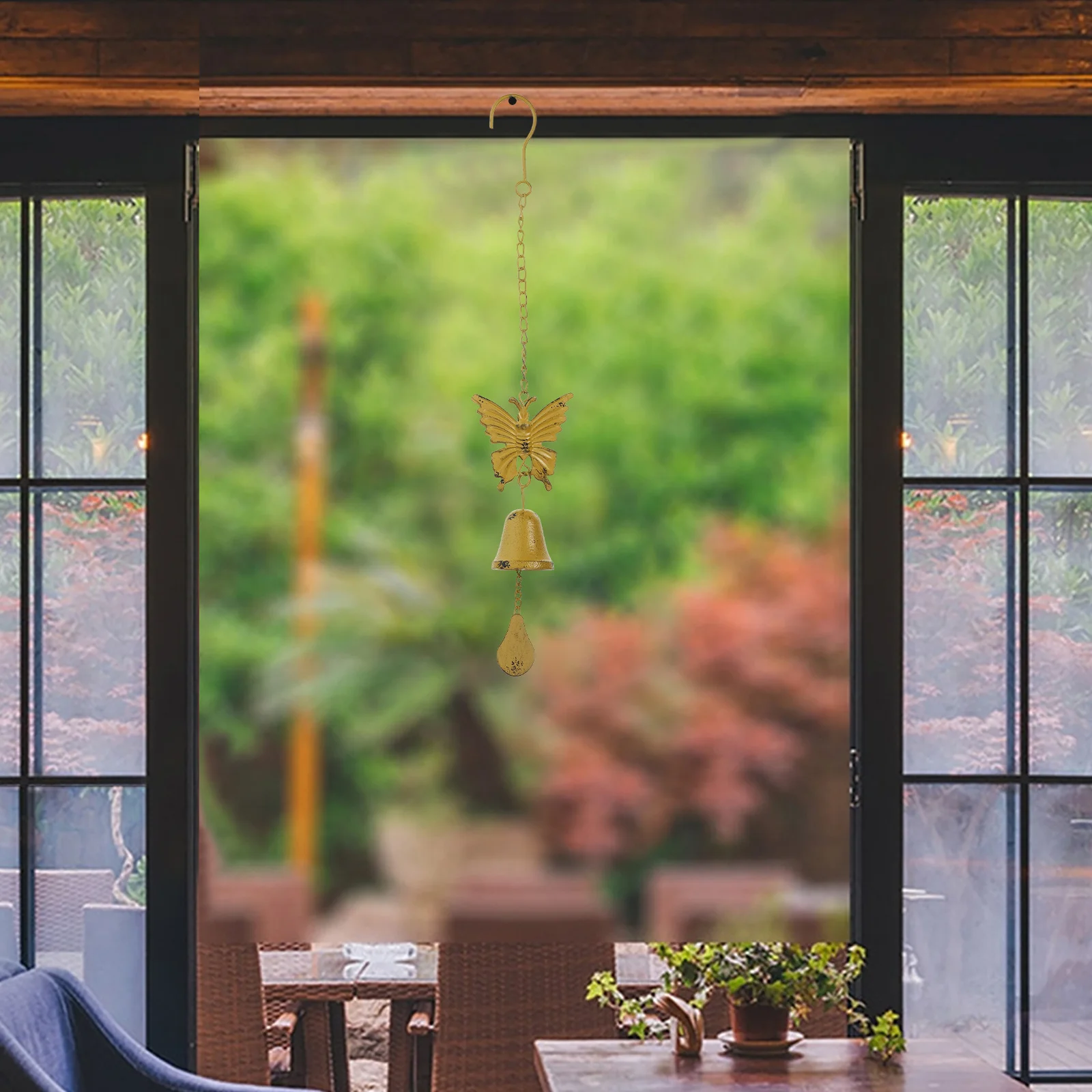 

Vintage Yellow Butterfly Wind Chimes Iron Hanging Wind Bells for Outdoor Patio Garden Yard Decor Melodious Sound