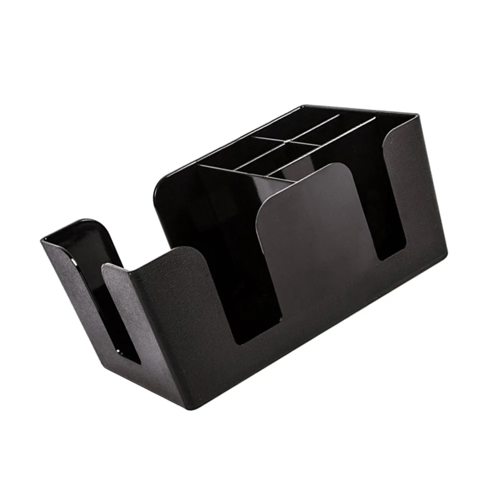 

6 Compartments Plastic Storage Box Straws Napkins Utensils Organizer Desktop Counter Holder Multifunction Tissue Rack