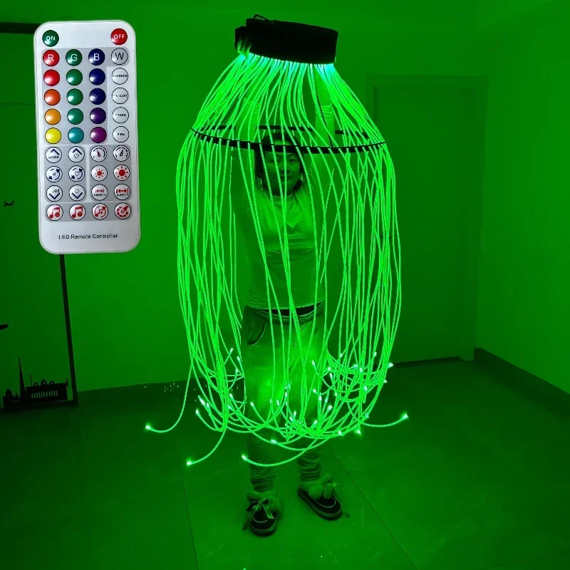 Full Color Luminous Fiber Dance Props LED Rotate Lamp Dance Rotating Props Jellyfish Circus Guide Light Strip Party Stage Disc
