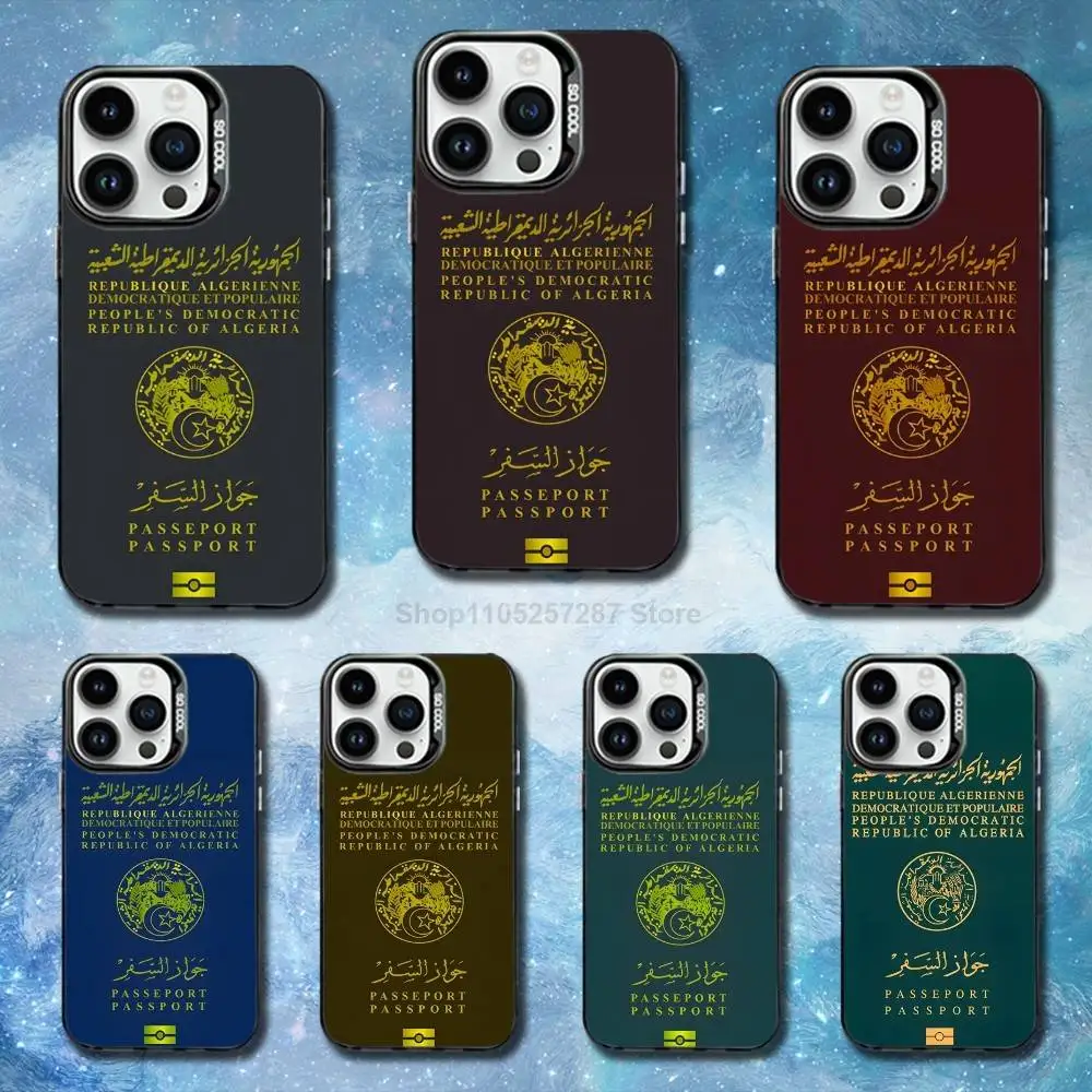 

Passport Travel Algerian Phone Case For iPhone 14,17,15,Mini,Pro,SE,13,XS,MAX,12,11,16,Black Matte Silicone Cover