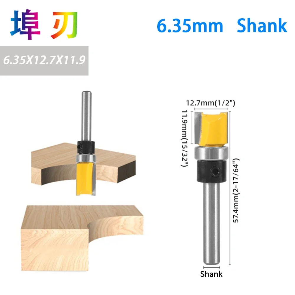 1PC 1/4 Shank Template Trim Hinge Mortising Router Bit Straight end mill trimmer cleaning flush trim Tenon Cutter forWoodwor