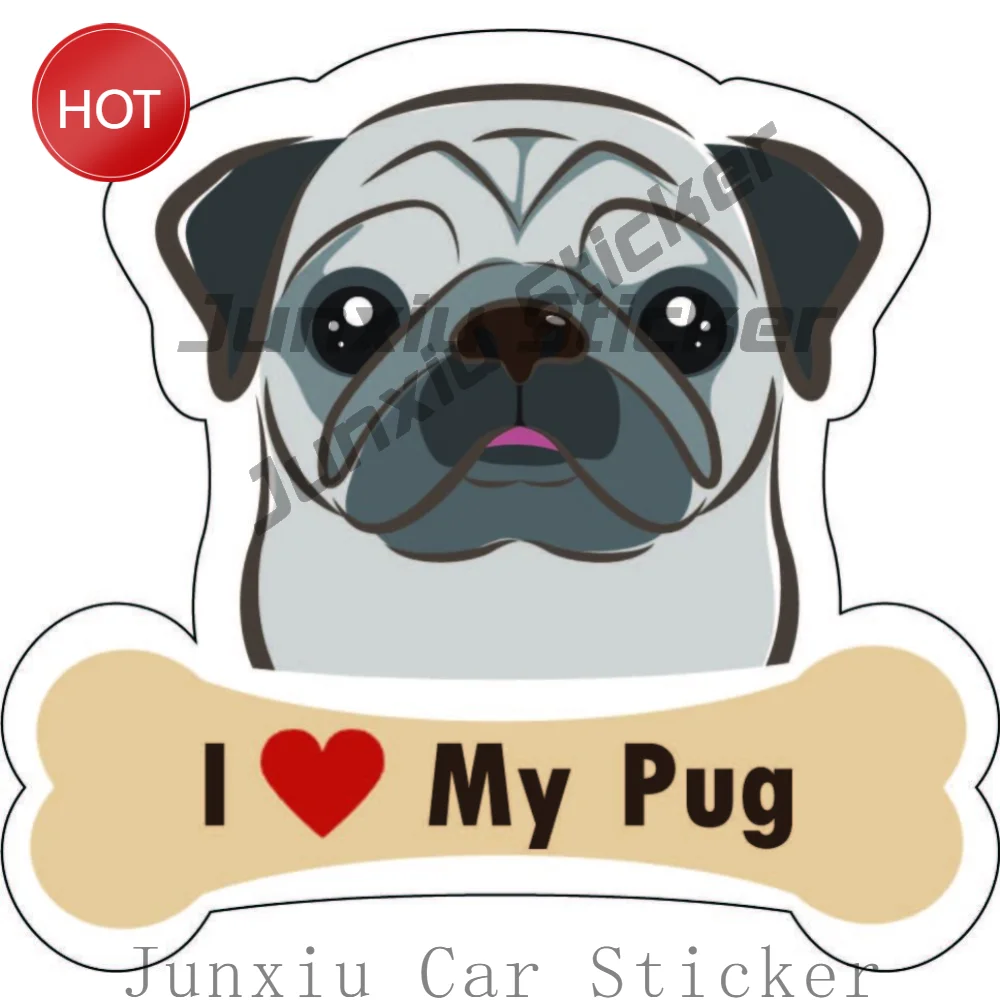 I Love My Pug Dog Bone PVC Car Sticker Creative Decal For Car Window And Luggage Pet Lover Decoration Vehicle Accessories