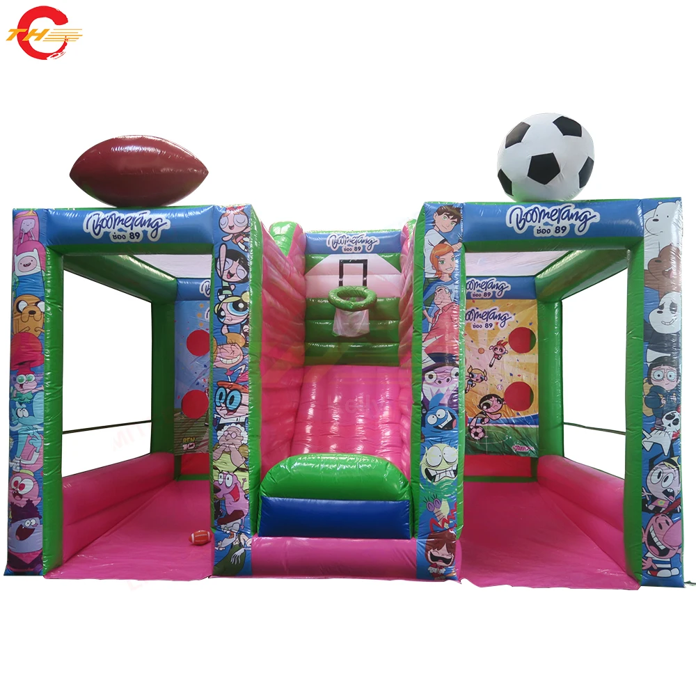 5x3x3mH Inflatable Rugby Basketball Football Shooting Inflatable Carnival Game Toys 3 in 1 Inflatables for Sale