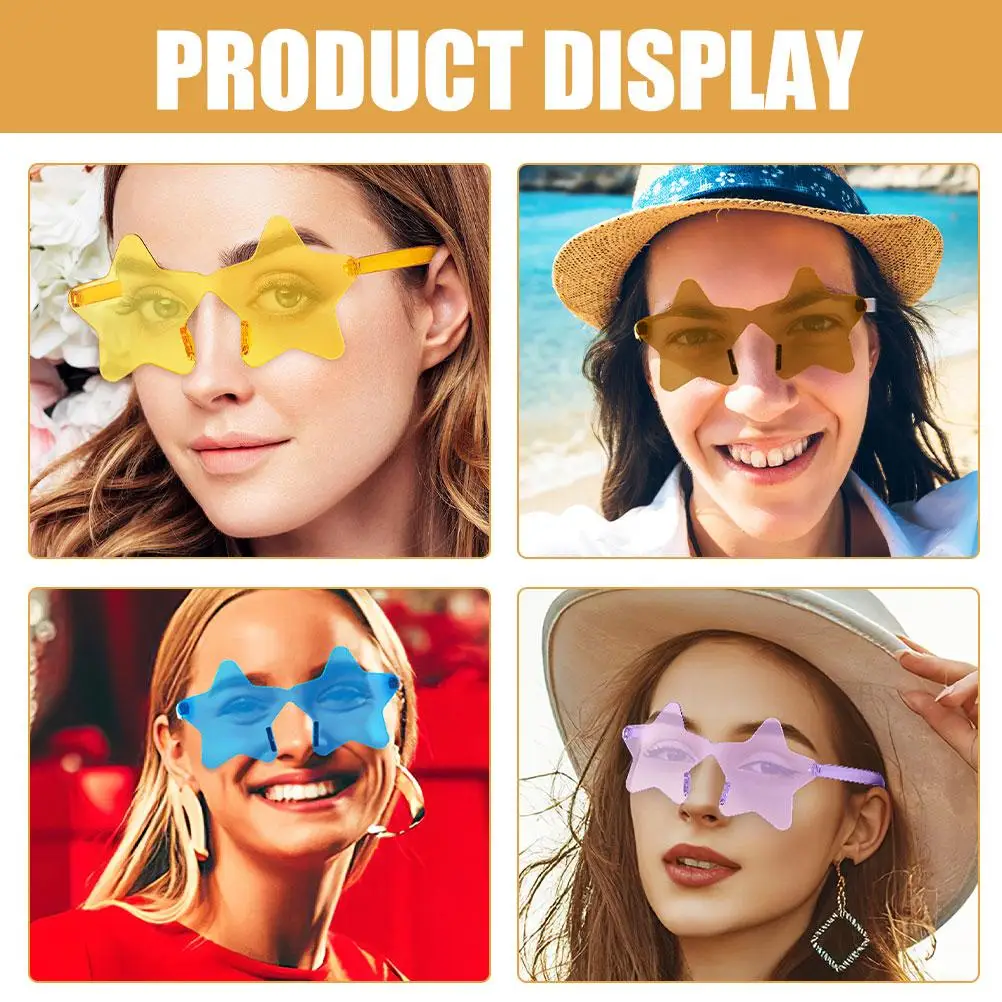 14pcs Star Sunglasses Props Lightweight Comfortable Trendy Party Gifts Photo Wedding Bachelorette Colorful Rimless