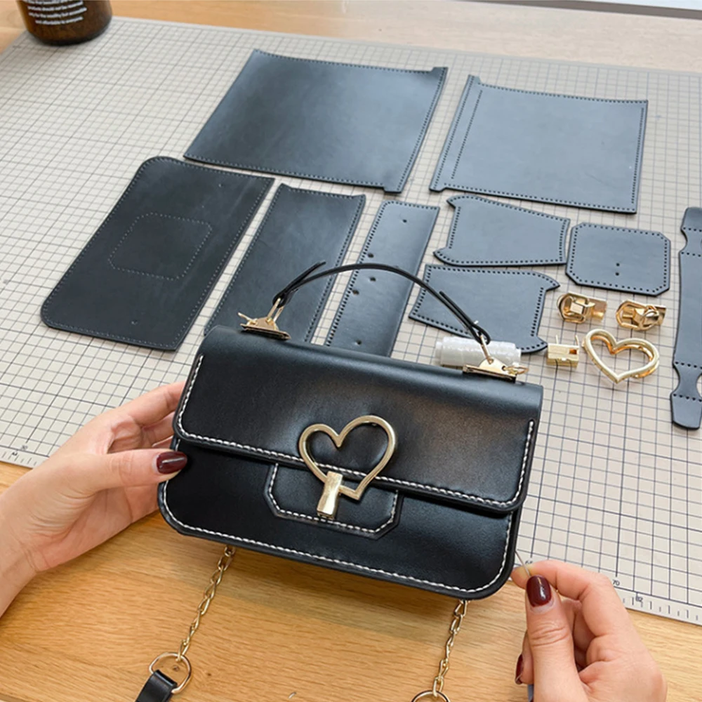 DIY Crossbody Bag Making Materials Kit PU Leather Cambridge Bags Sewing Set for Women Handmade Handbag Semi-finished Accessories