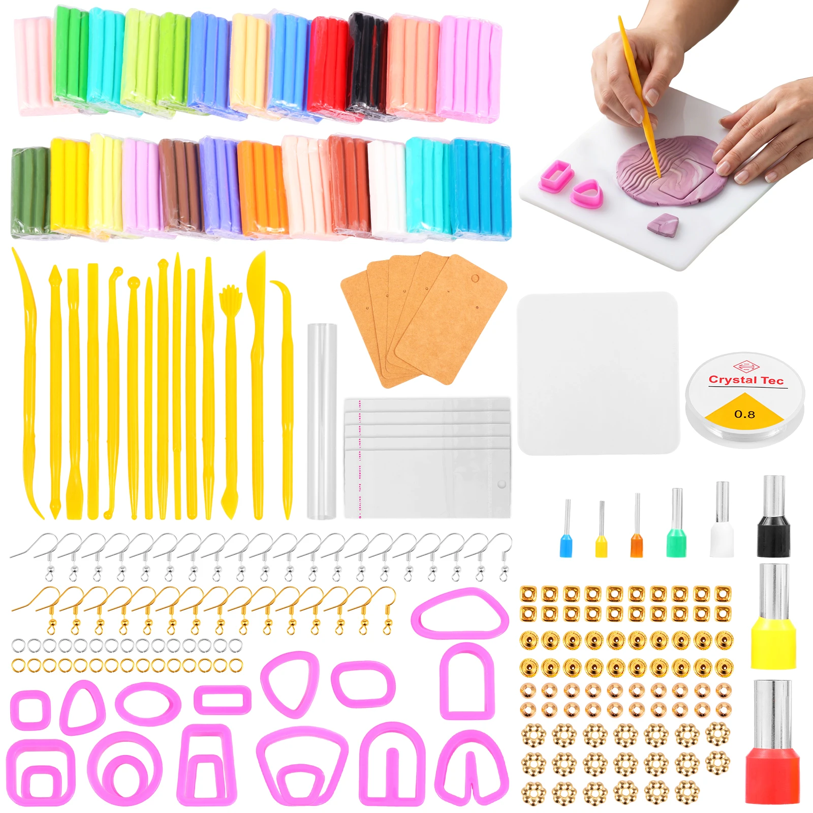 DIY Freundschafts-Bastelset für Jugendliche Kreatives Ton-Ohrring-Schmuck-Bastelset mit Ton und Werkzeugen Handgemachte Geschenke