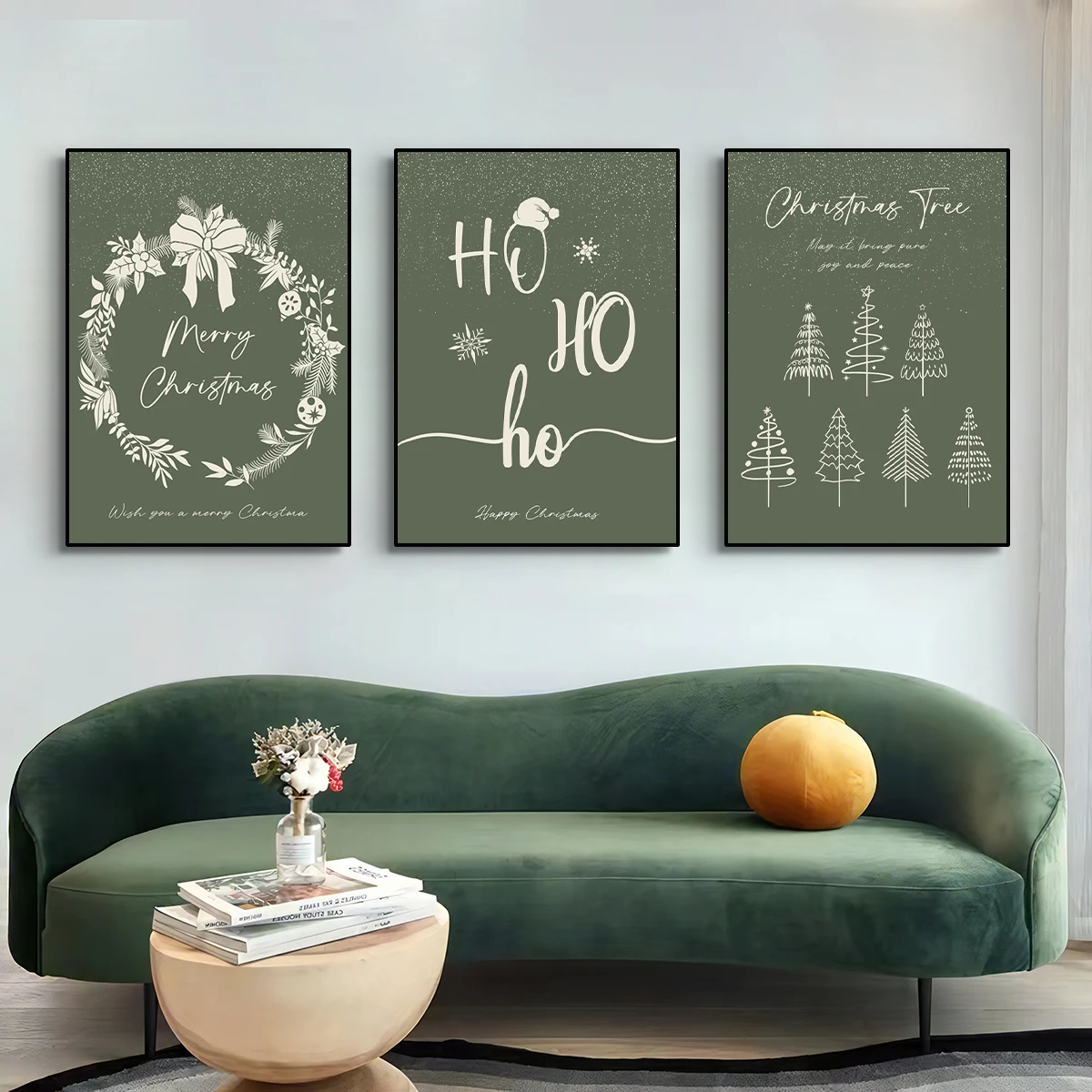طبعة قماشية حديثة أصلية لشجرة عيد الميلاد ، ملصق أخضر طازج ، رسم جداري ، غرفة معيشة ، غرفة نوم ، ديكور منزلي ، 3 * #5