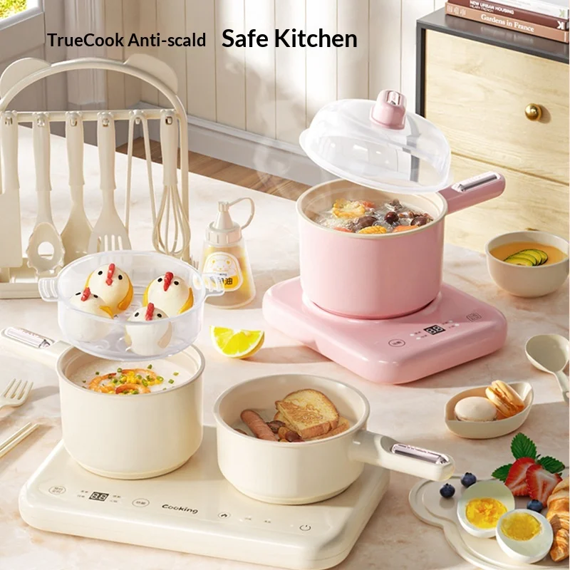 Mini Real Cooking Kitchen Set with Double Pot Non Stick Electric Cooker And Utensils - Ideal Holiday Birthday Gift for Beginners