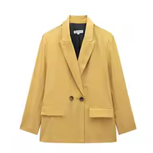 Work Clothes for Women Double Breasted Blazer Office Jacket with Pockets - Ginger