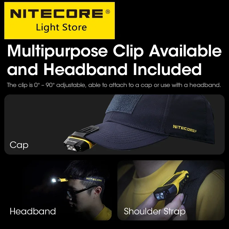 Original NITECORE NU11 Cap Light Intelligent IR Motion Sensor Clip-on 90° Adjustable Angle + Battery Lamp Night Fishing Trekking