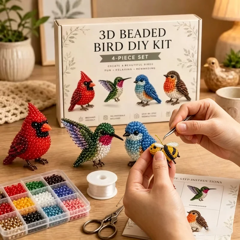 3D Bird Beaded Frog Animal DIY Craft Toys Kit Handmade Bead Weaving Parent-child Handicraft Desktop Decor Gifts Making Supply