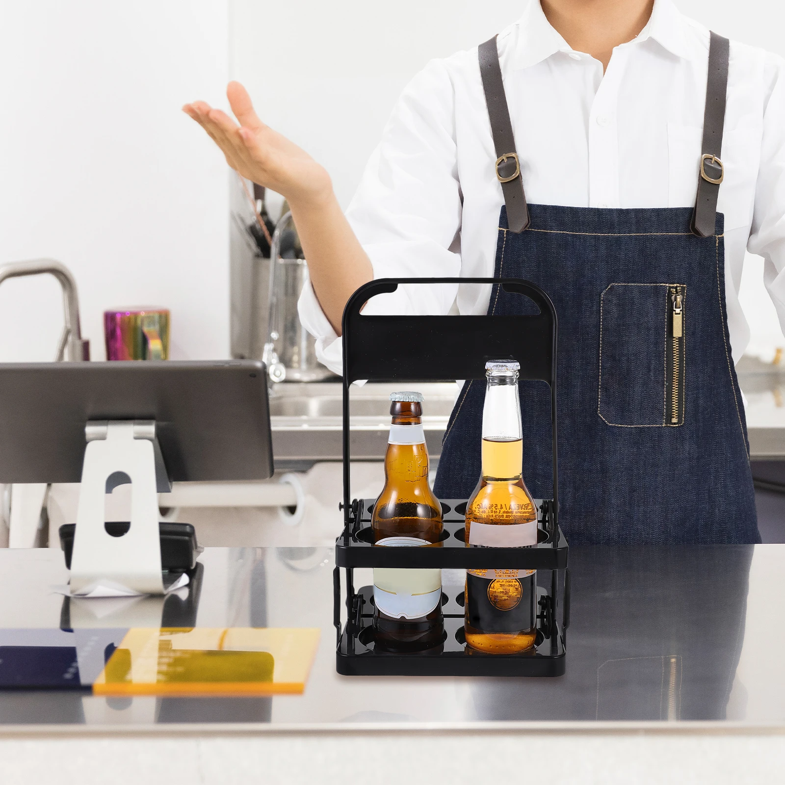 

Versatile Foldable Beer Basket Strong Wear Resistant Beverage Organizer for Car Countertop Bbq Events Folding Beer Basket