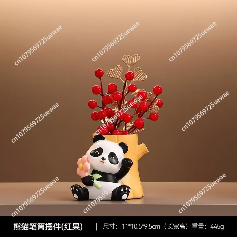 Panda Pen Holder Ornament Resin Crafts Student Gifts Desktop Desk Storage