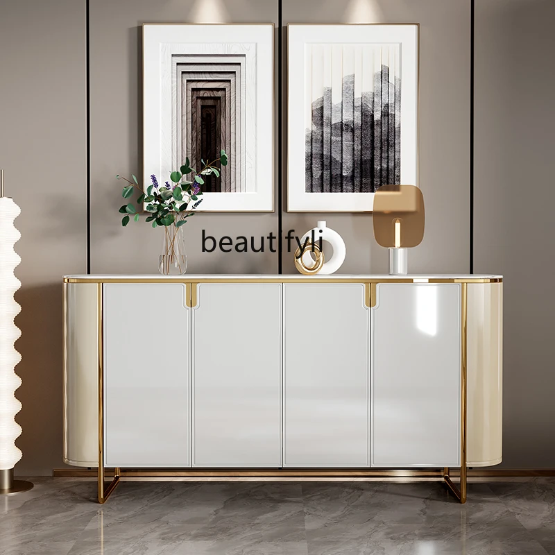 Light Luxury Paint Door Shoe Cabinet Home Entrance Entrance Cabinet Stone Plate Simple Modern Stainless Steel Partition Locker