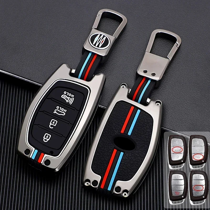 

Zinc Alloy + Silicone Car Key Case Cover Fob Holder for Hyundai Tucson Santa Fe Rena Sonata Elantra Creta Ix35 Ix45 I10 I30 I40