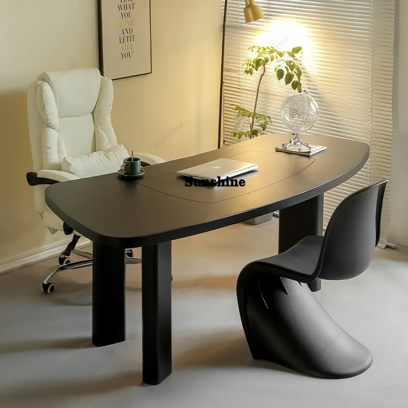 Light luxury modern computer desk special-shaped solid wood desk