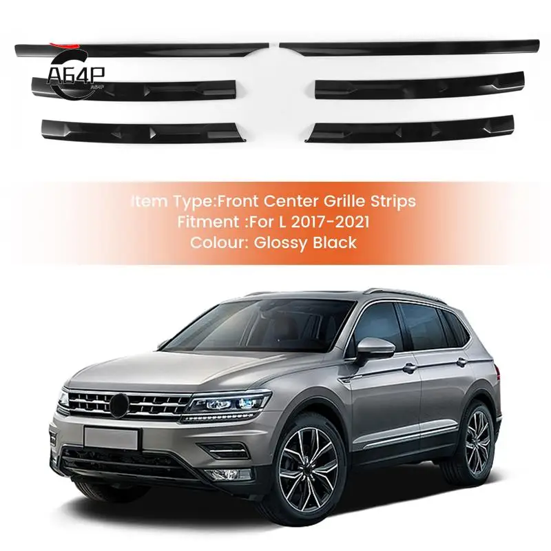 

A64P-LHD For Tiguan L 2017-2021 Front Bumper Mesh Center Grille Grill Moulding Strips Cover Trim