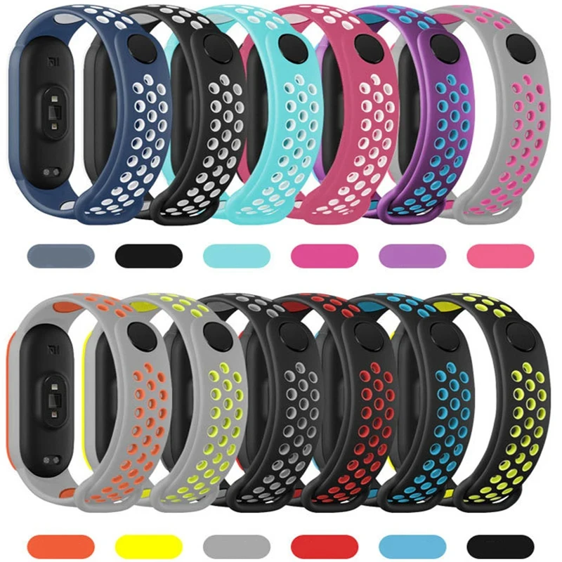 Sport watchband For Xiaomi Mi Band 7 6 5 Smartwatch band 6 band 4 Air-Hole Silicone Replacement bracelet on Mi band 5 6 7 straps