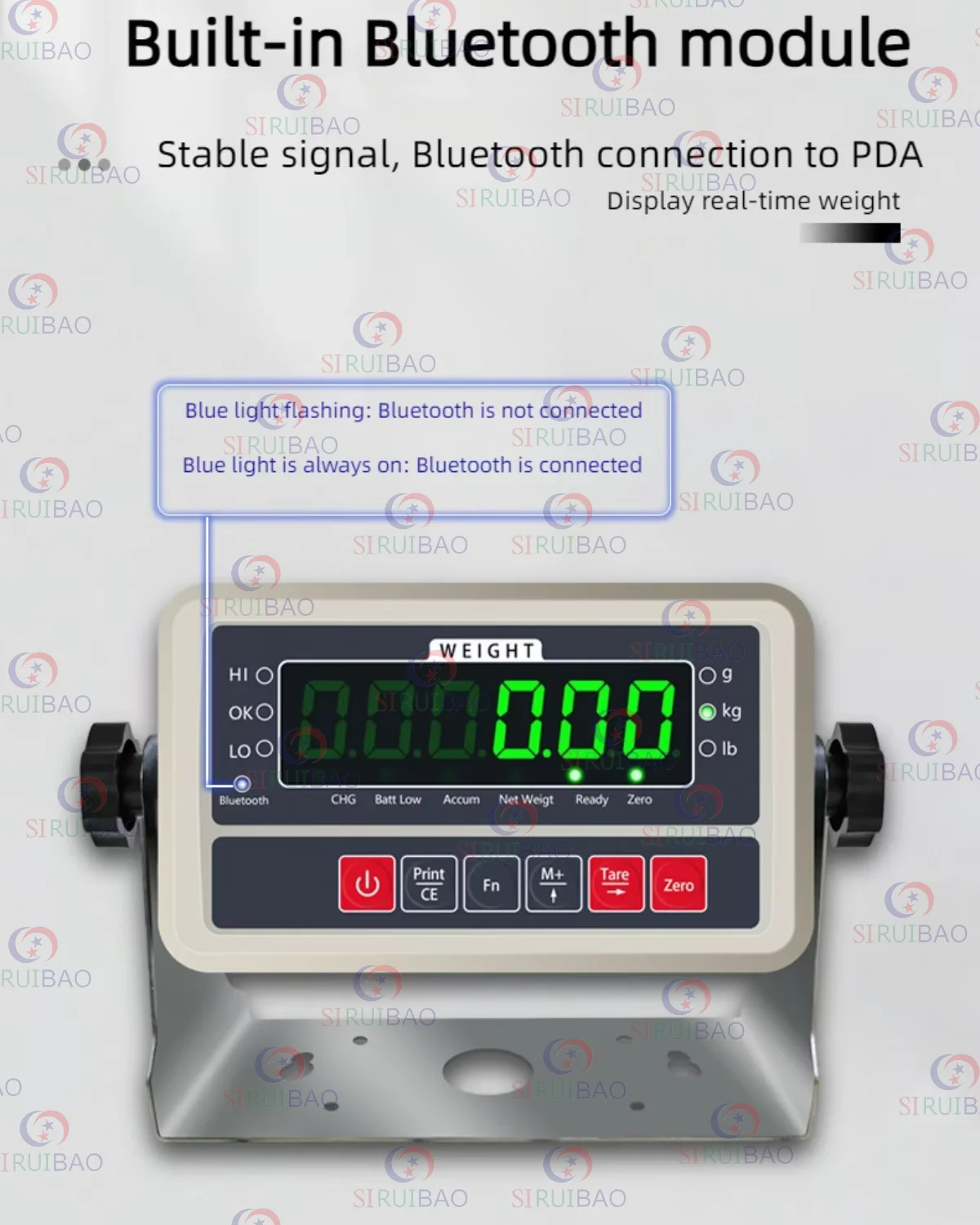 

Bluetooth-датчик веса RS232, электронный измеритель нагрузки, счетчик, монитор платформенных весов, английская версия
