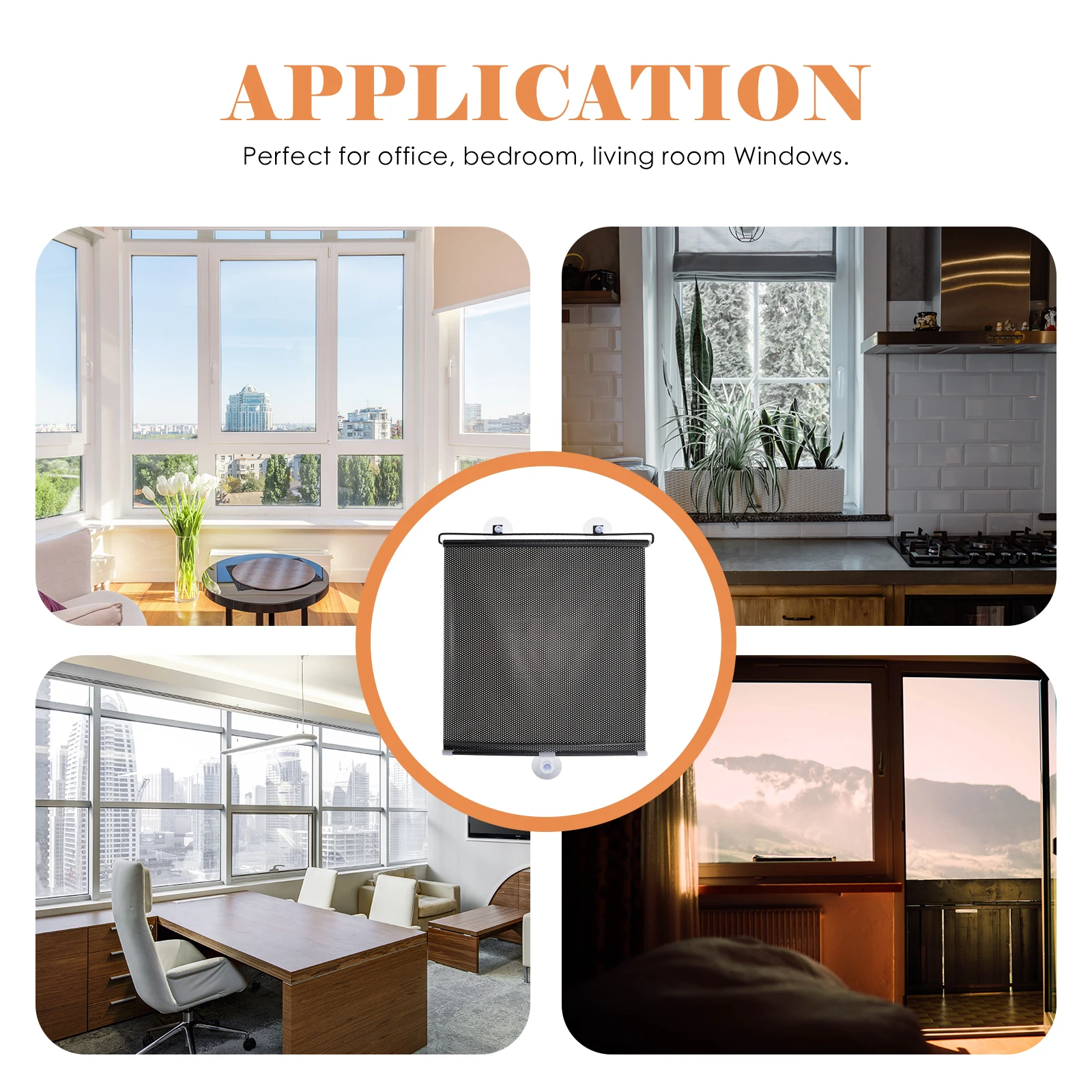 

1 set Blackout Roller Blinds PVC Cups Telescopic Balcony Shade Nail Free Window Decor Easy Installation Wear Resistant