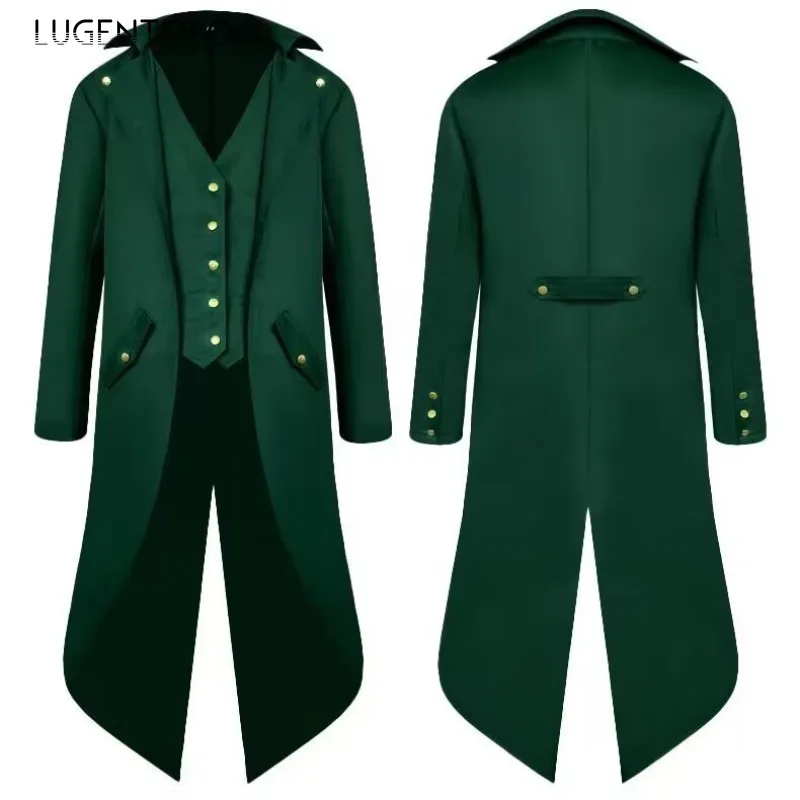 Men Medieval Steampunk Coat Vintage Tuxedo Halloween Cosplay Costume Tailcoat Male Renaissance Single-breasted Long Jacket