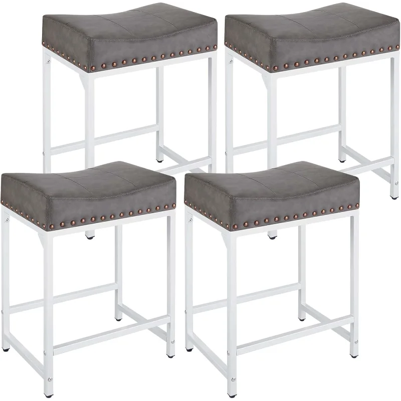 

Bar Stools Set of 4, 24" Counter Height Bar Stools Set of 4 with Thick Saddle Cushion and Barstools Metal Frame, Modern