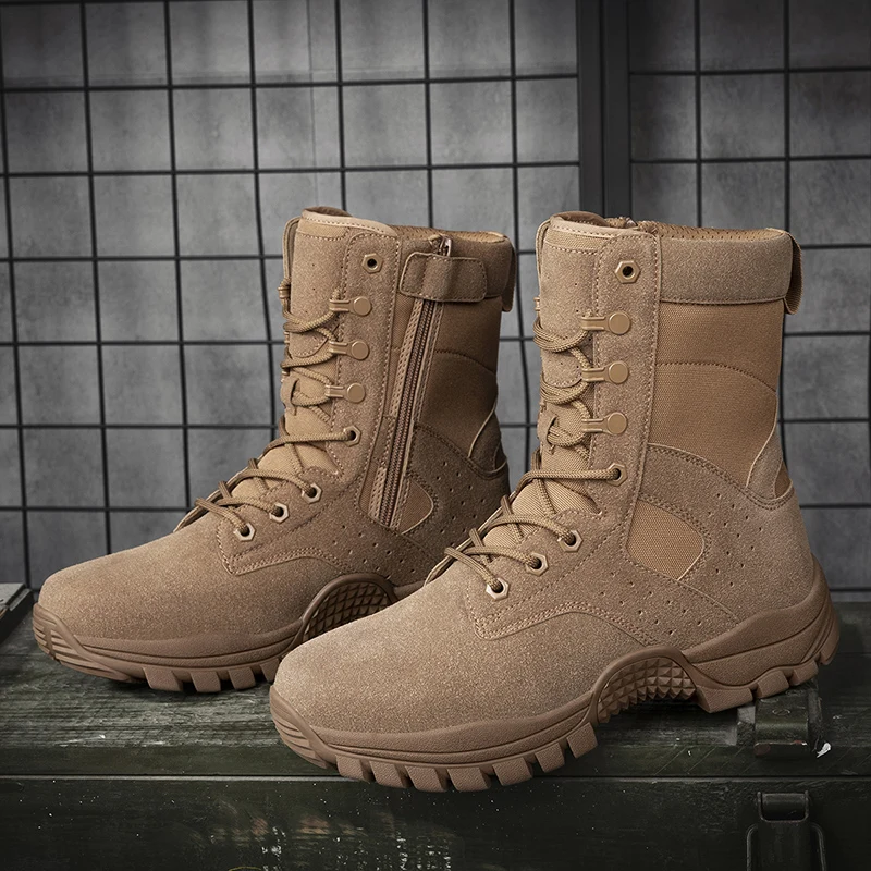 

2026 Summer Mesh Breathable Outdoor Men's Ultra-light Wear-resistant High-top Zipper Anti-puncture Desert Mountaineering Boots