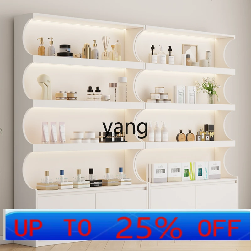 

LHH Cream Style Beauty Salon Display Cabinet Cosmetics Jewelry Shelf