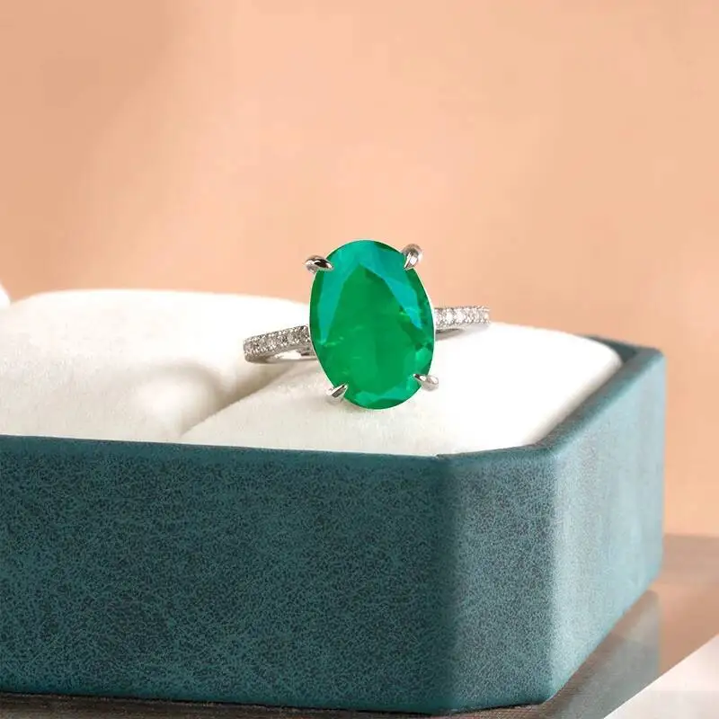 Cellacity Green Emerald Gemstone Rings For Women Engagement Wedding Promise Ring  Sterling Female Silver Party jewelry Gift
