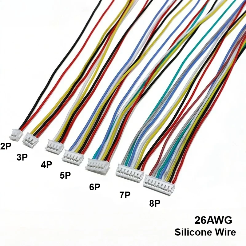 ZH1.5mm Pitch Single/Double Soft Silicone Wire Harness10/20cm High Temperature Resistant 2P3P4P5P6P Connection 3132-26AWG