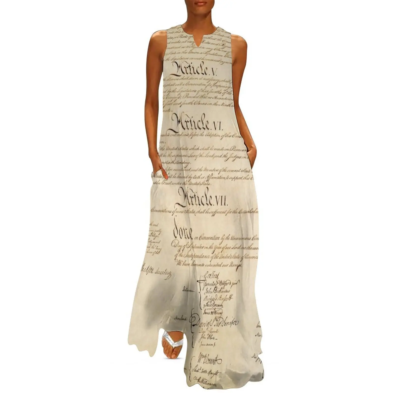 

Original Signature Page of the United States Constitution Page 4 of 4 Long Dress evening dress woman Summer skirt Dress