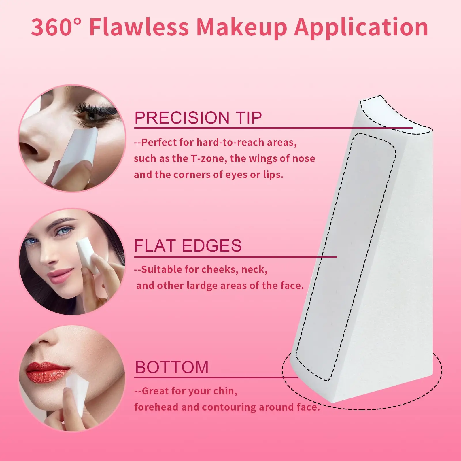 108개 재사용 가능한 비건 메이크업 스펀지 |   완벽한 블렌딩을 위한 트라이앵글 블렌더 및 여행용 파우치 2개